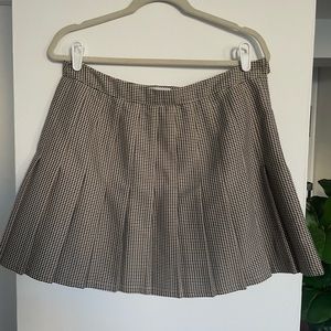 Pleated plaid mini skirt